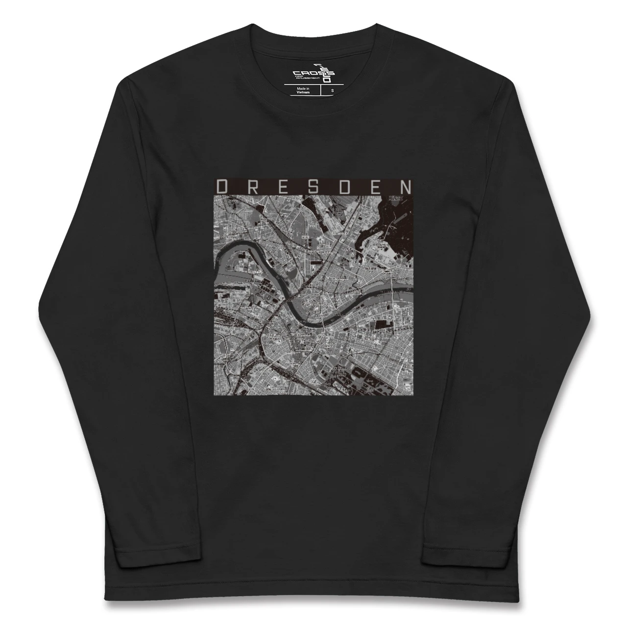 【ドレスデン(ドイツ)】地図柄ロングスリーブTシャツ