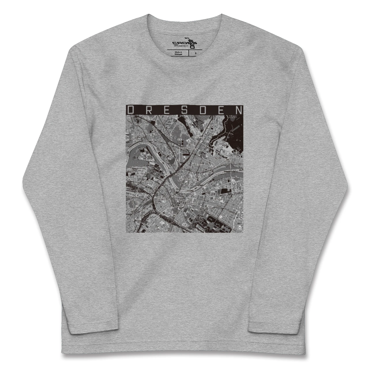 【ドレスデン(ドイツ)】地図柄ロングスリーブTシャツ