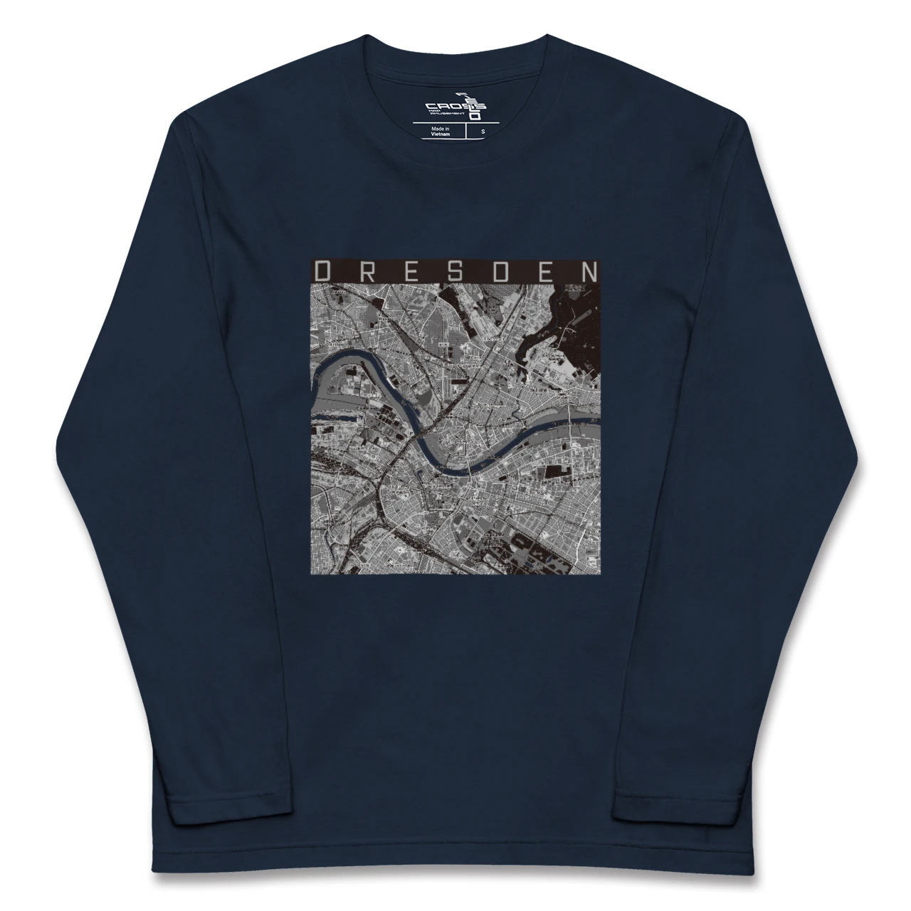 【ドレスデン(ドイツ)】地図柄ロングスリーブTシャツ