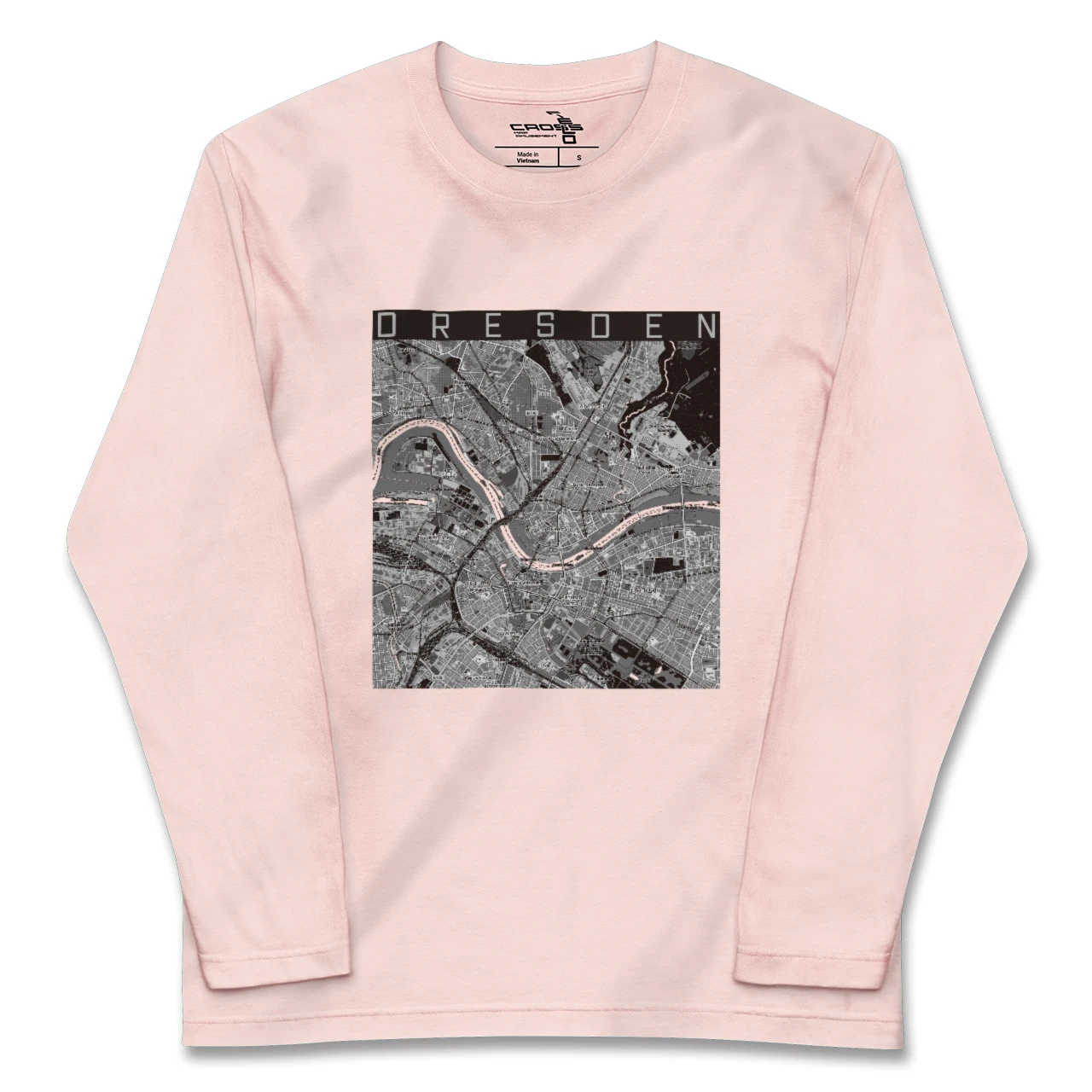 【ドレスデン(ドイツ)】地図柄ロングスリーブTシャツ
