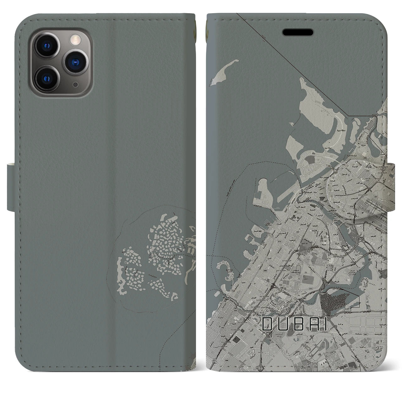 【ドバイ(アラブ首長国連邦)】地図柄iPhoneケース(手帳タイプ)モノトーン・iPhone 11 Pro Max 用