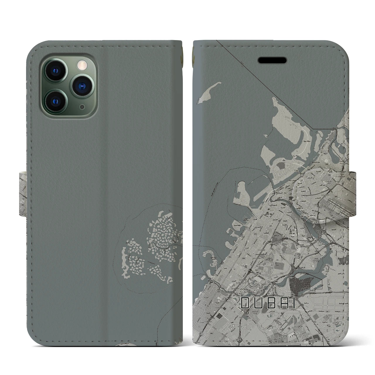 【ドバイ(アラブ首長国連邦)】地図柄iPhoneケース(手帳タイプ)モノトーン・iPhone 11 Pro 用