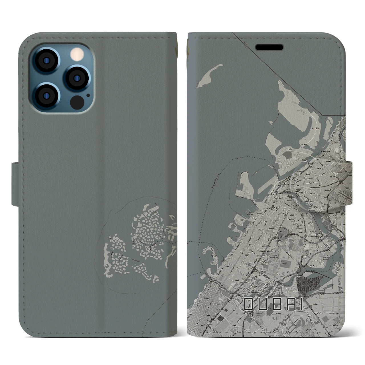 【ドバイ(アラブ首長国連邦)】地図柄iPhoneケース(手帳タイプ)