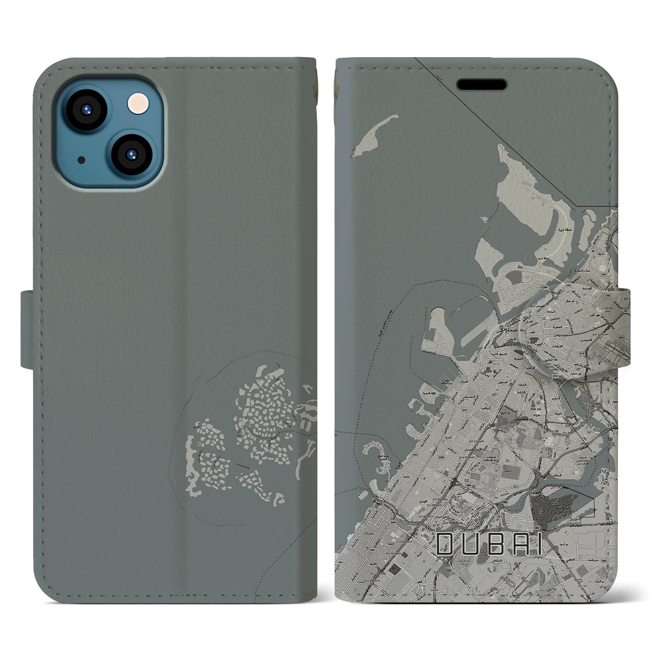 【ドバイ(アラブ首長国連邦)】地図柄iPhoneケース(手帳タイプ)