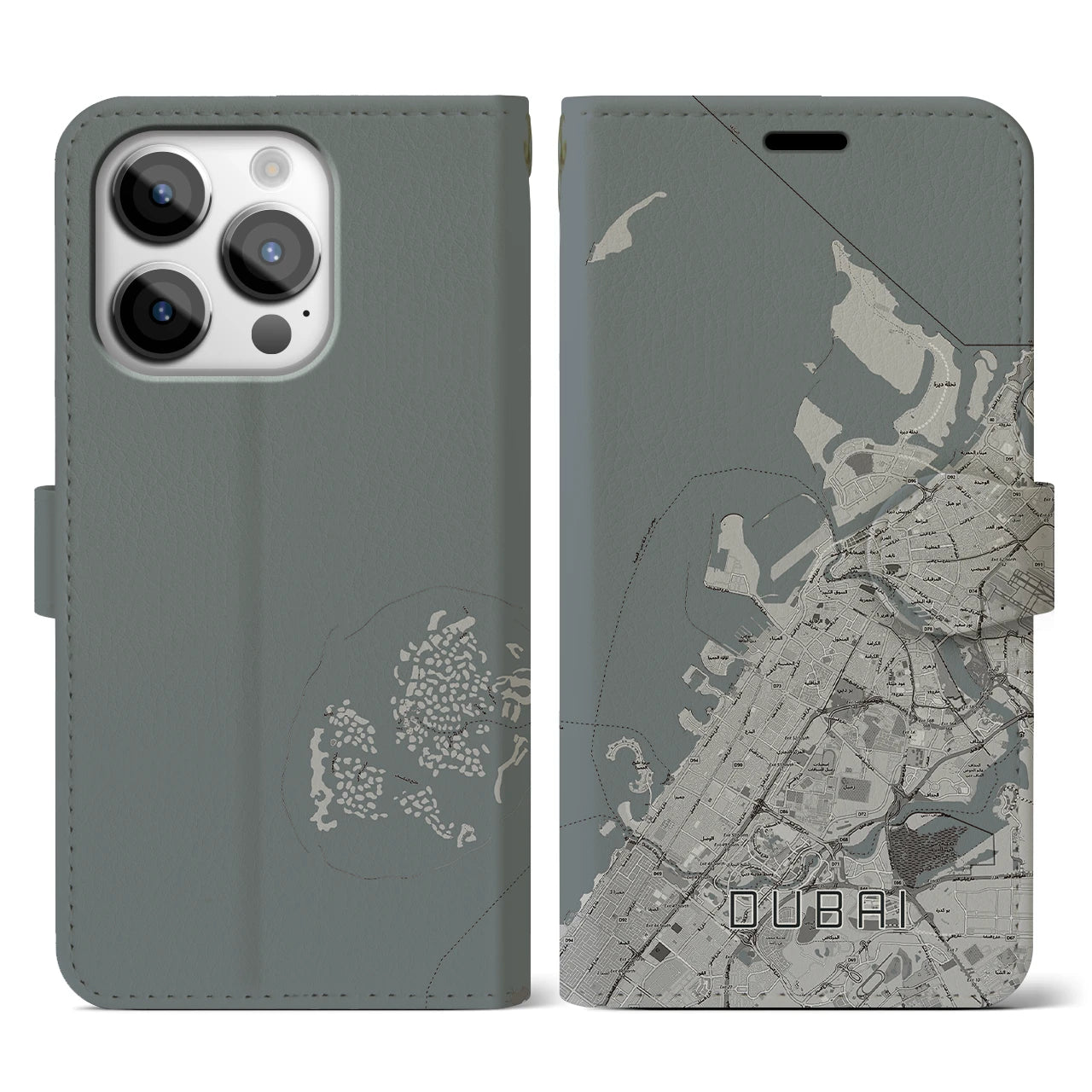 【ドバイ(アラブ首長国連邦)】地図柄iPhoneケース(手帳タイプ)