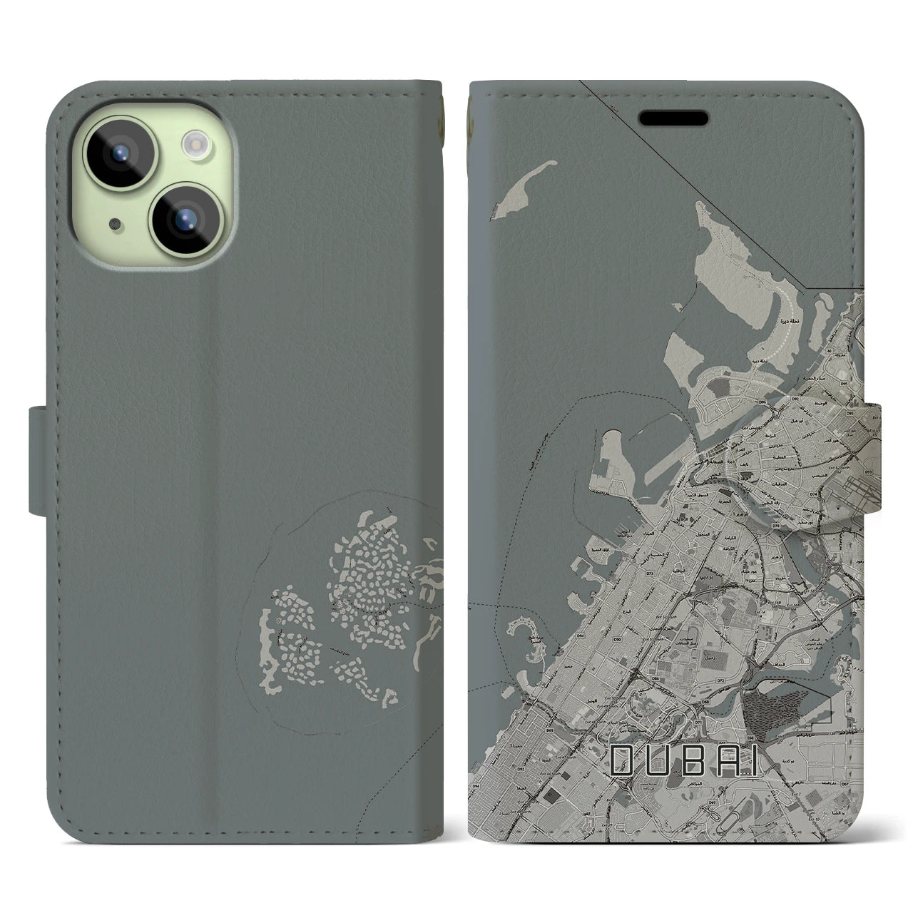 【ドバイ(アラブ首長国連邦)】地図柄iPhoneケース(手帳タイプ)