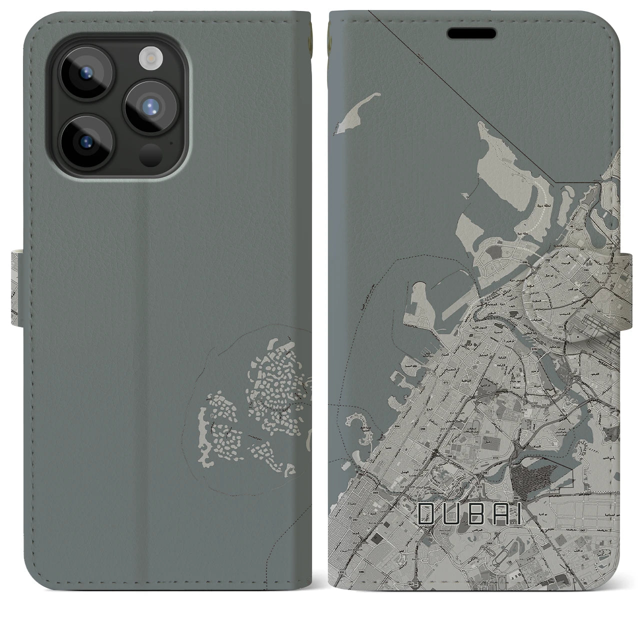 【ドバイ(アラブ首長国連邦)】地図柄iPhoneケース(手帳タイプ)