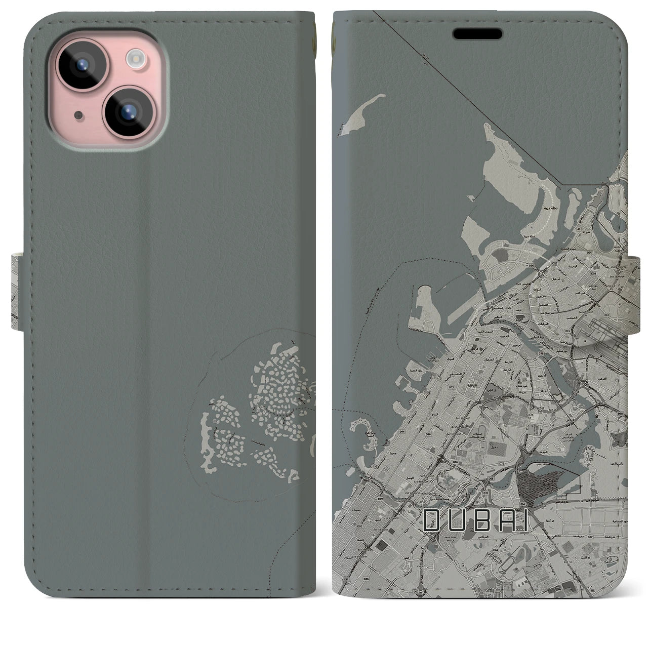 【ドバイ(アラブ首長国連邦)】地図柄iPhoneケース(手帳タイプ)