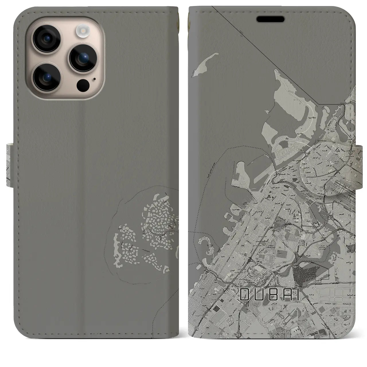 【ドバイ(アラブ首長国連邦)】地図柄iPhoneケース(手帳タイプ)