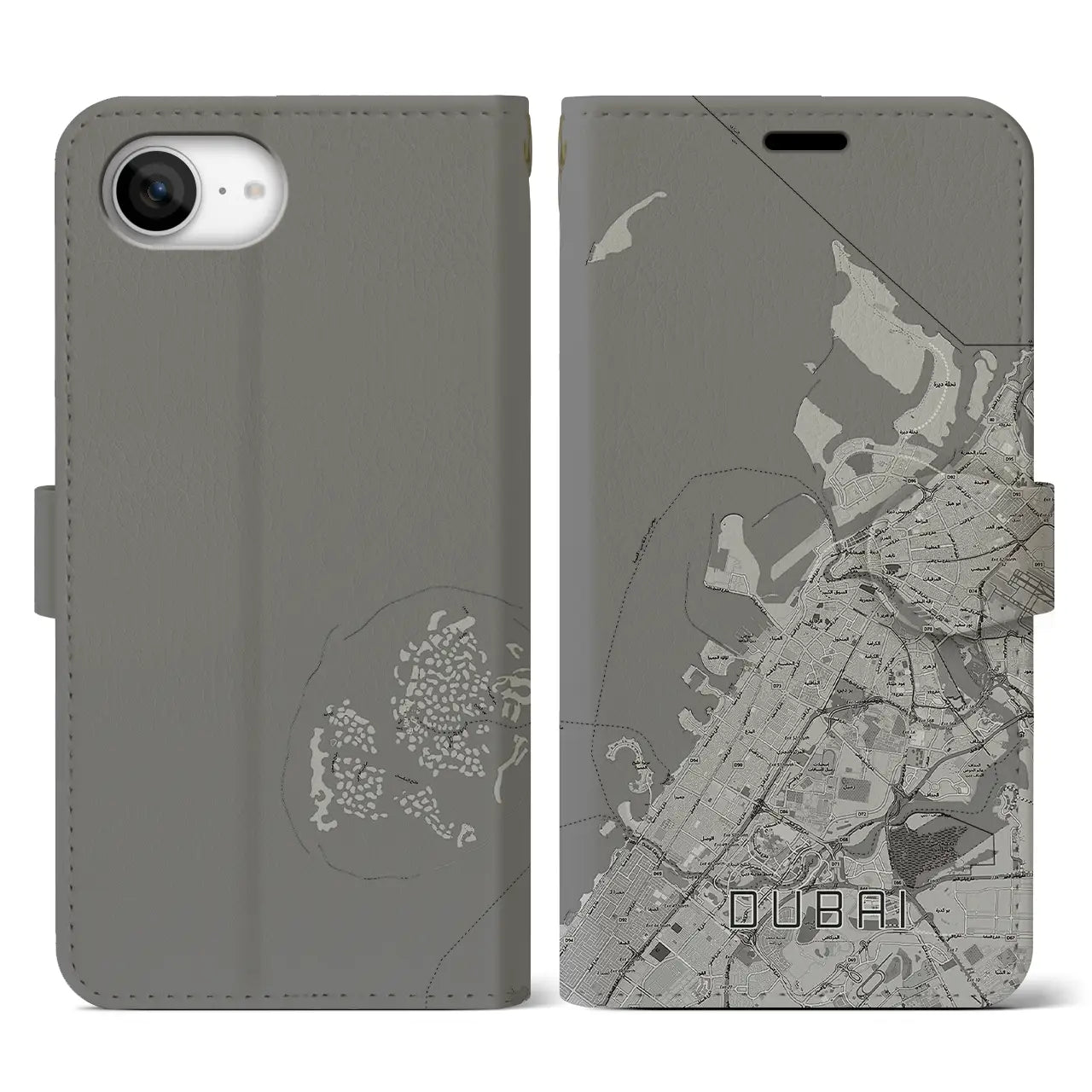 【ドバイ(アラブ首長国連邦)】地図柄iPhoneケース(手帳タイプ)