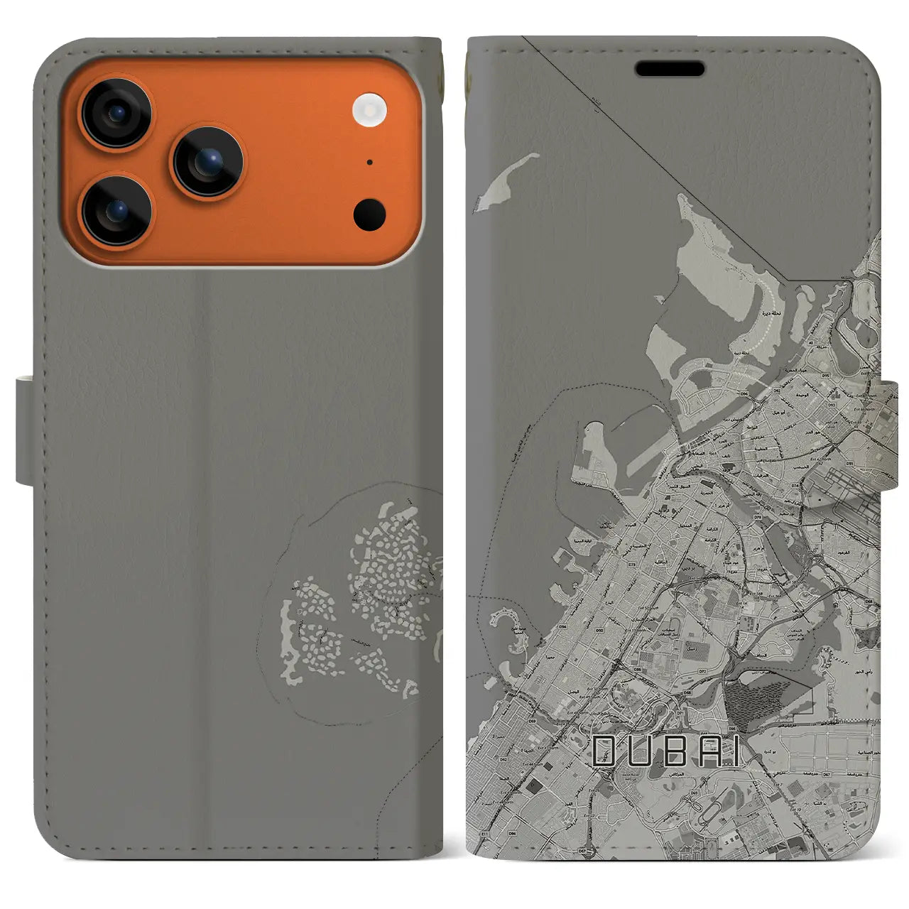 【ドバイ(アラブ首長国連邦)】地図柄iPhoneケース(手帳タイプ)