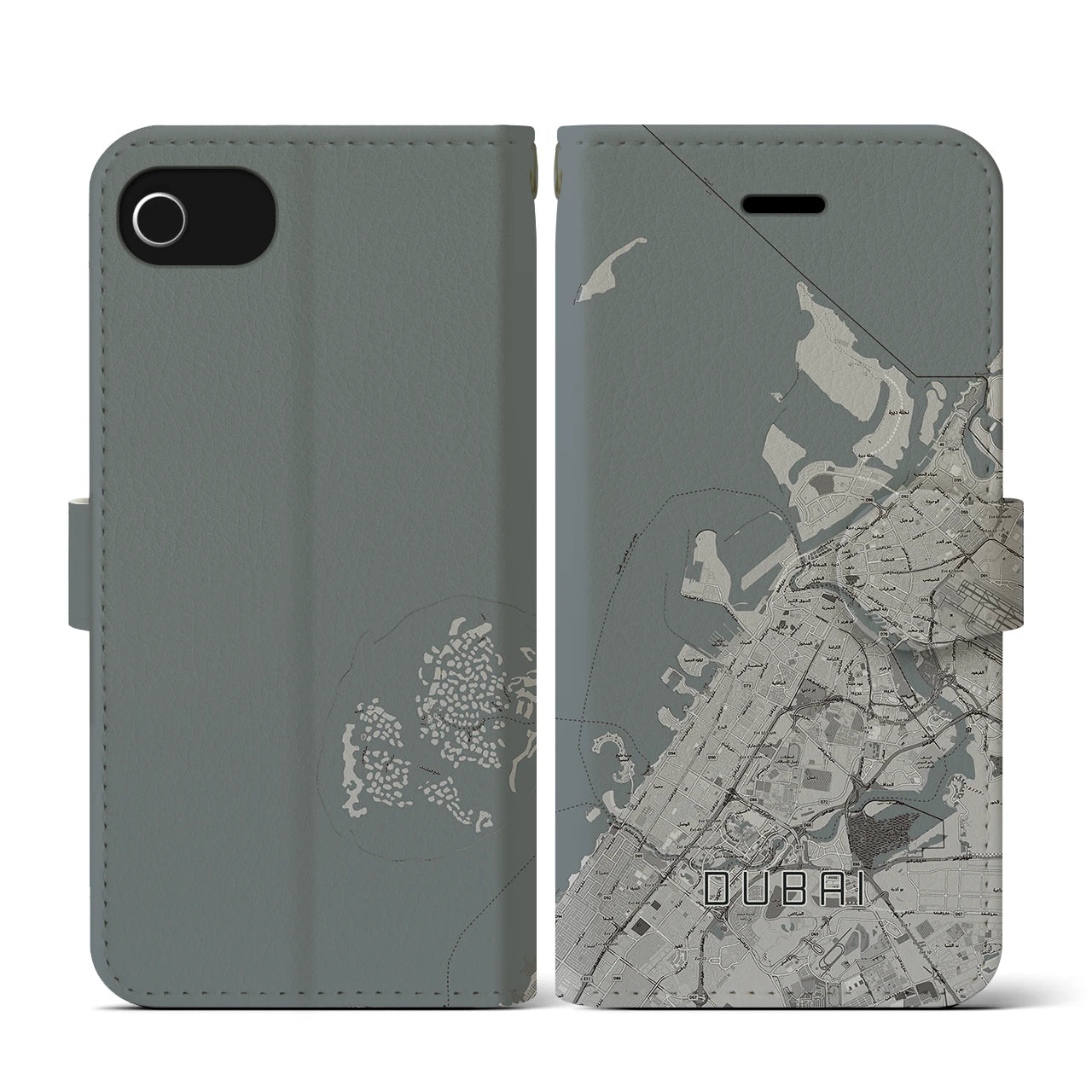 【ドバイ(アラブ首長国連邦)】地図柄iPhoneケース(手帳タイプ)