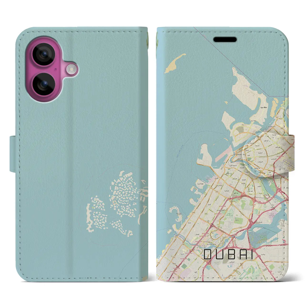 【ドバイ(アラブ首長国連邦)】地図柄iPhoneケース(手帳タイプ)