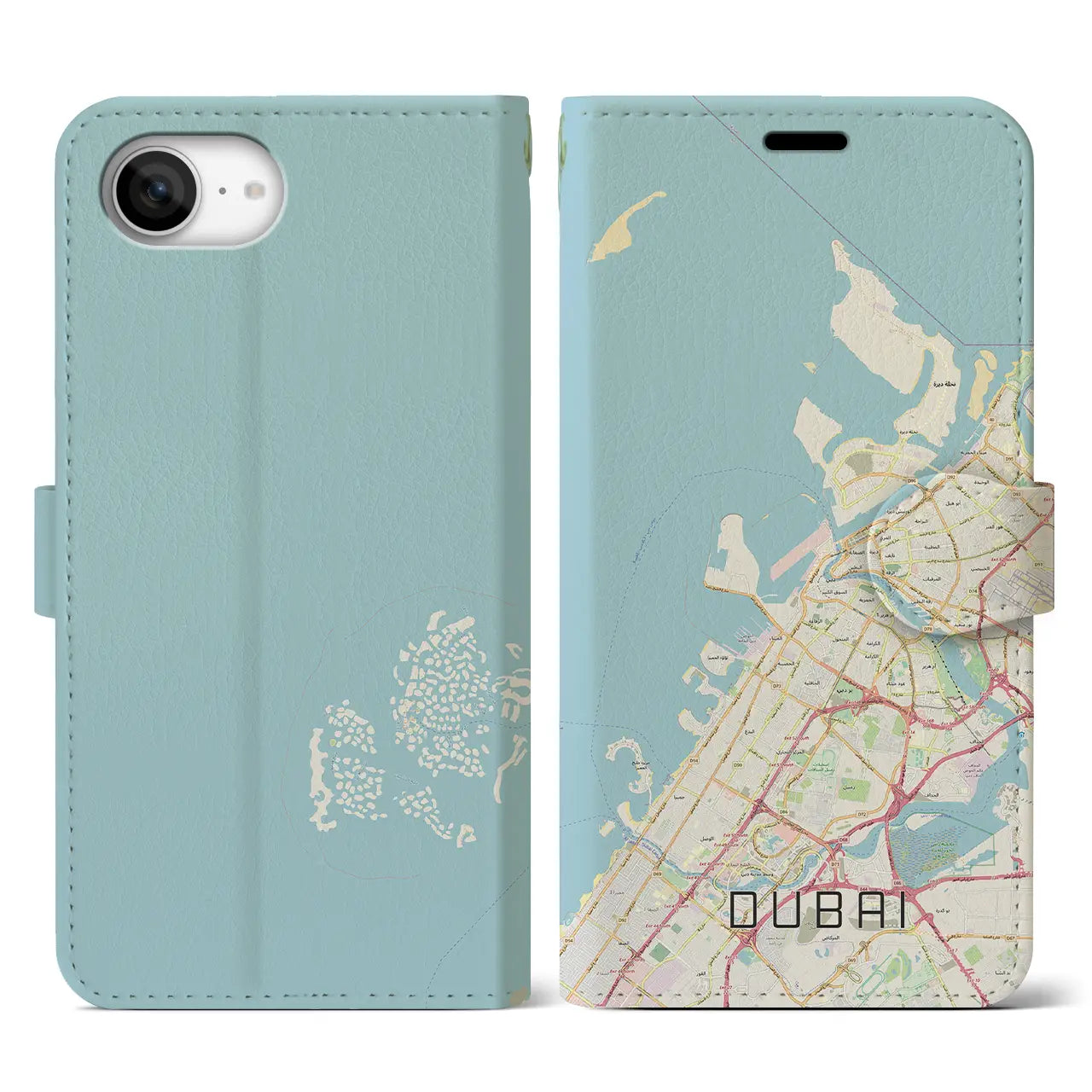 【ドバイ(アラブ首長国連邦)】地図柄iPhoneケース(手帳タイプ)