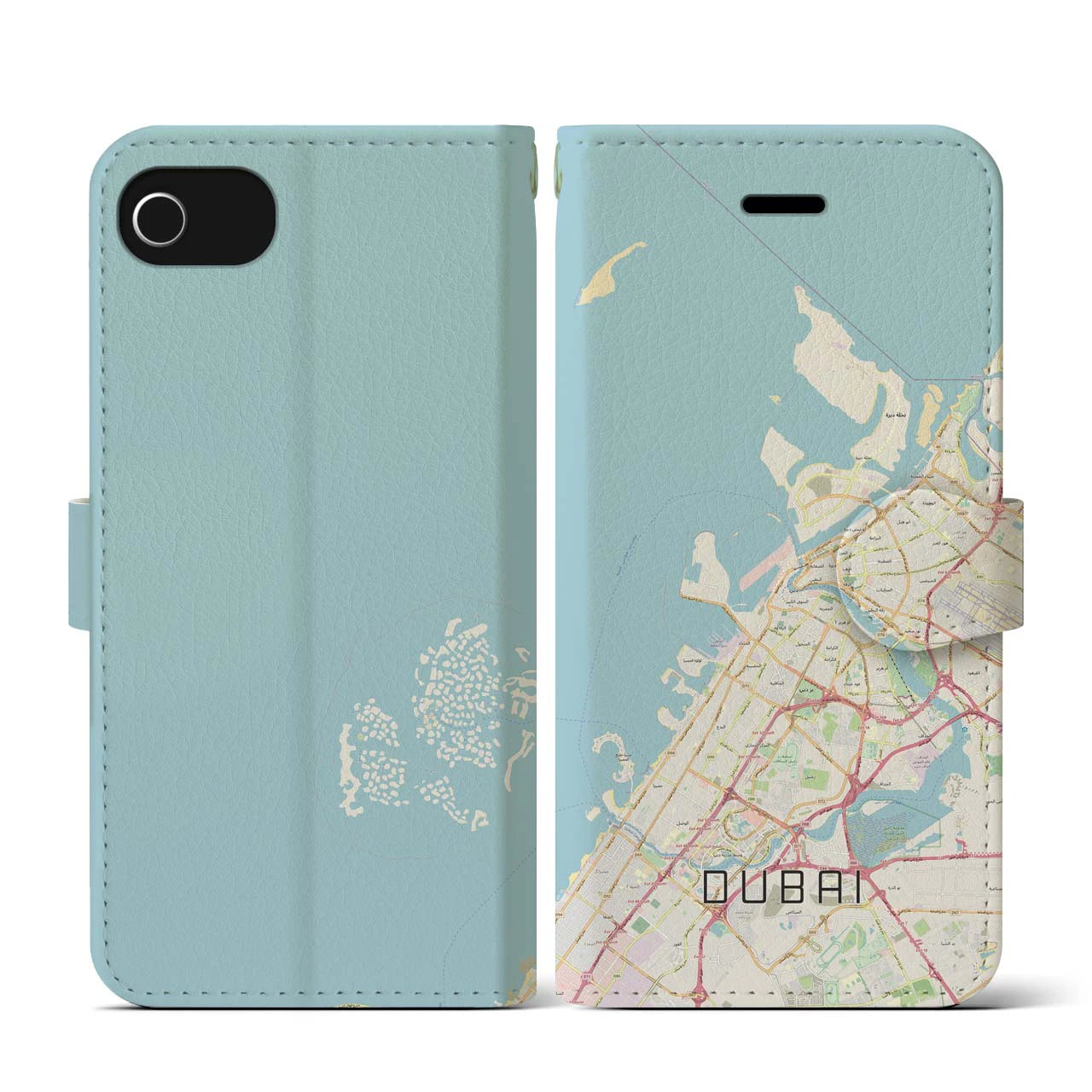 【ドバイ(アラブ首長国連邦)】地図柄iPhoneケース(手帳タイプ)