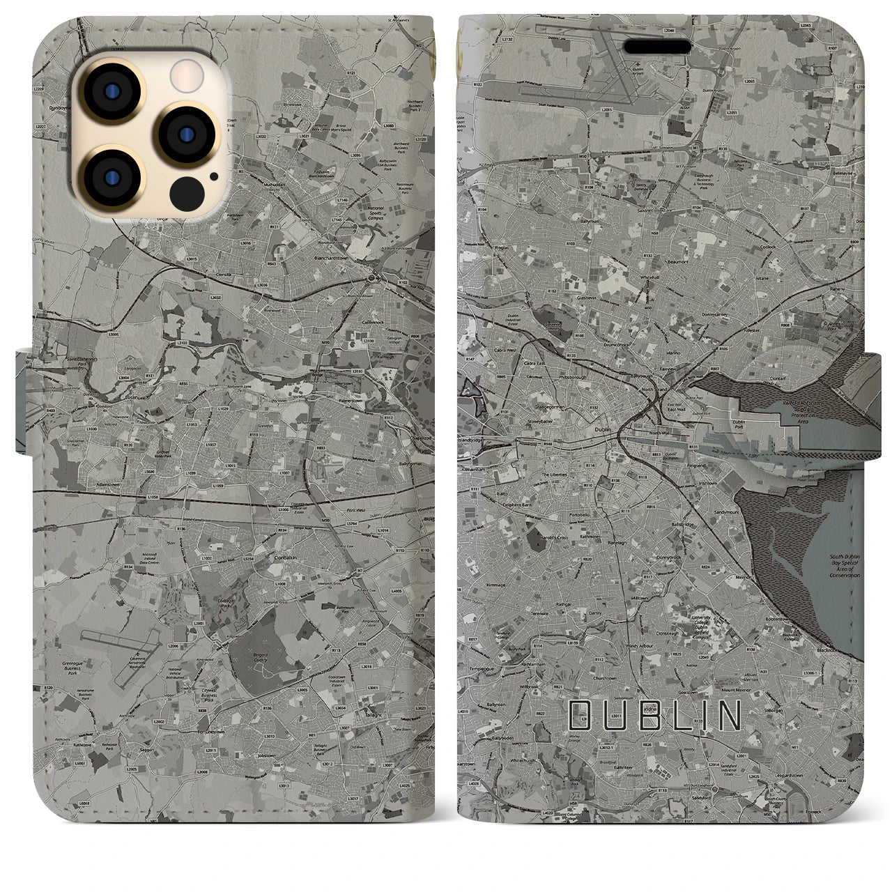 【ダブリン(アイルランド)】地図柄iPhoneケース(手帳タイプ)