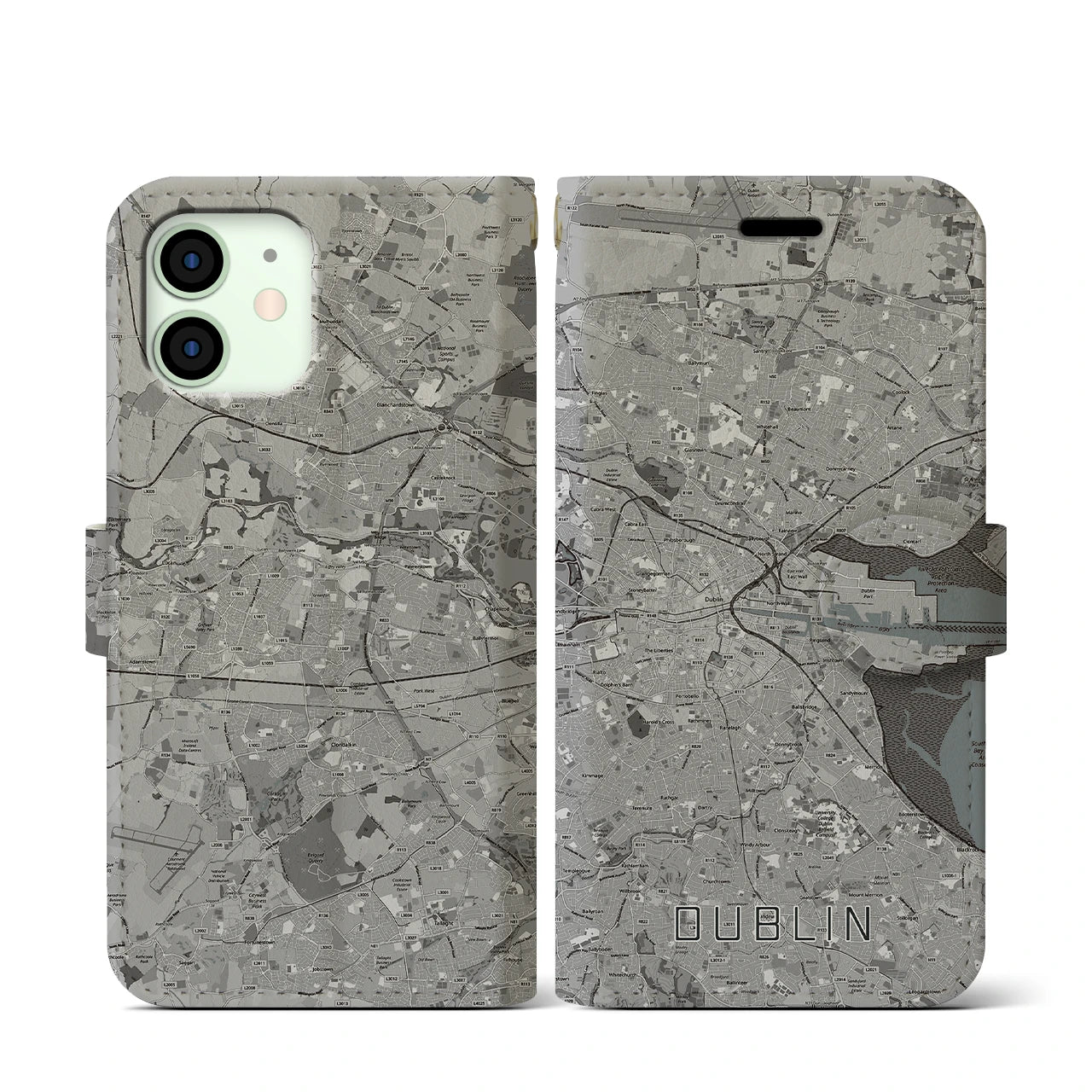 【ダブリン(アイルランド)】地図柄iPhoneケース(手帳タイプ)