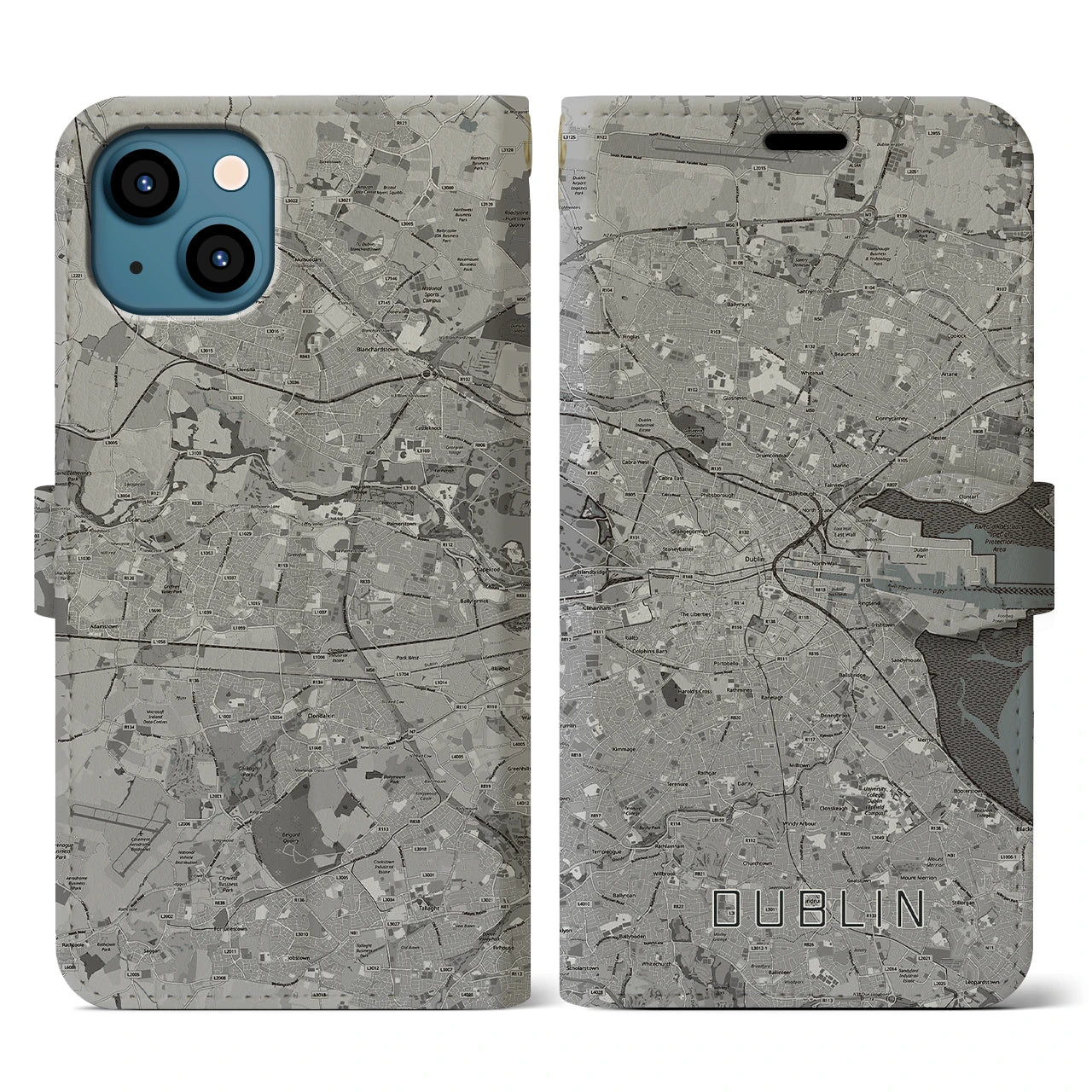 【ダブリン(アイルランド)】地図柄iPhoneケース(手帳タイプ)