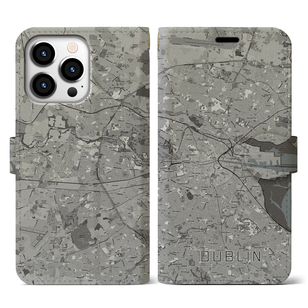 【ダブリン(アイルランド)】地図柄iPhoneケース(手帳タイプ)