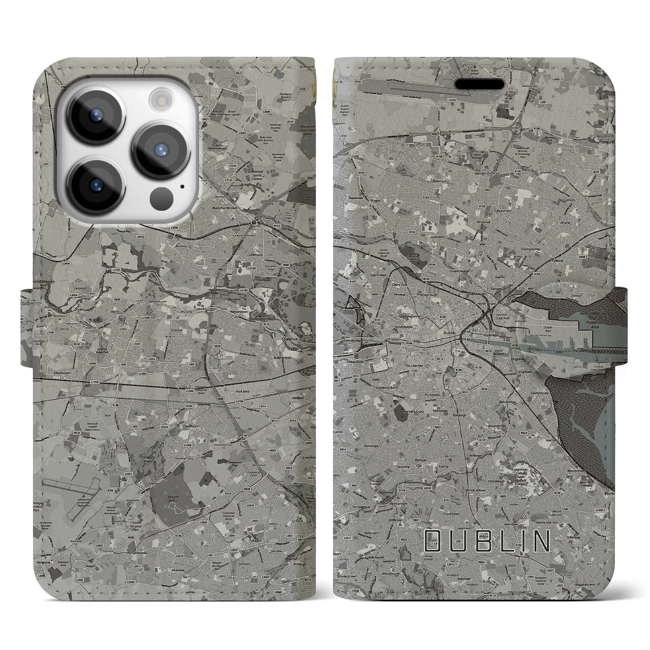 【ダブリン(アイルランド)】地図柄iPhoneケース(手帳タイプ)