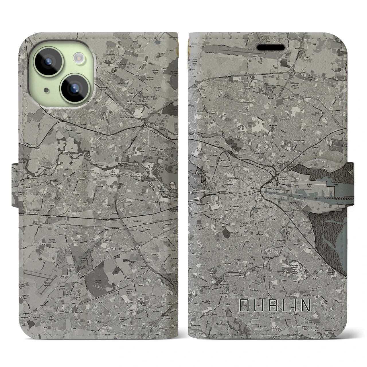 【ダブリン(アイルランド)】地図柄iPhoneケース(手帳タイプ)