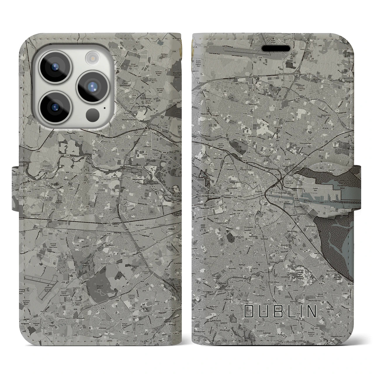 【ダブリン(アイルランド)】地図柄iPhoneケース(手帳タイプ)