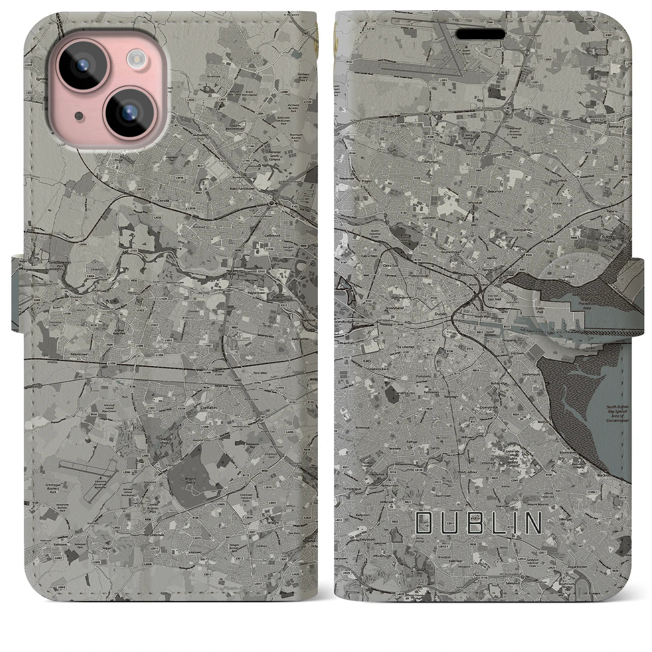 【ダブリン(アイルランド)】地図柄iPhoneケース(手帳タイプ)