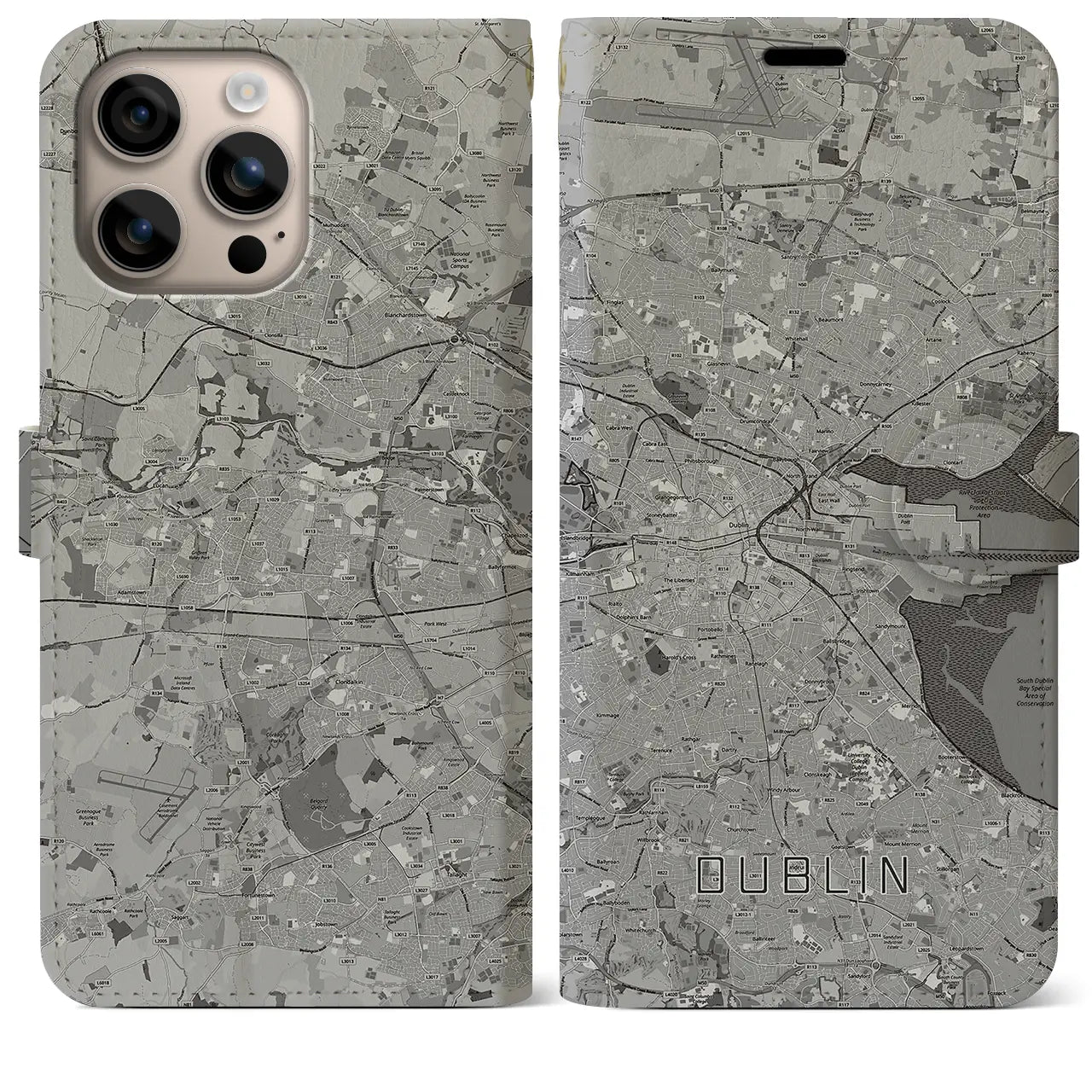 【ダブリン(アイルランド)】地図柄iPhoneケース(手帳タイプ)