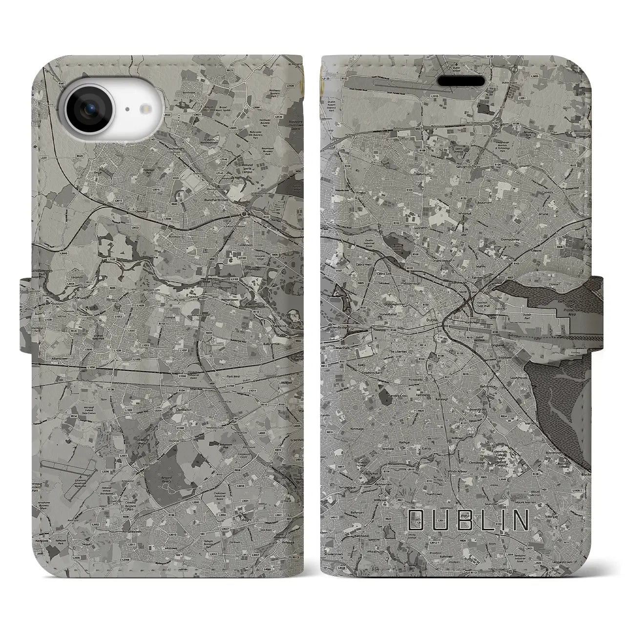 【ダブリン(アイルランド)】地図柄iPhoneケース(手帳タイプ)