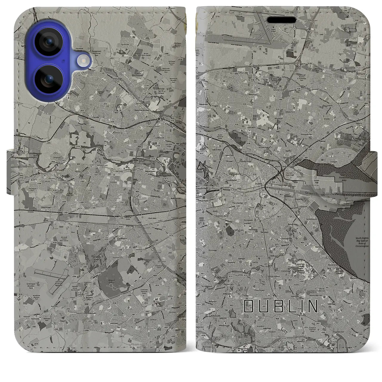 【ダブリン(アイルランド)】地図柄iPhoneケース(手帳タイプ)