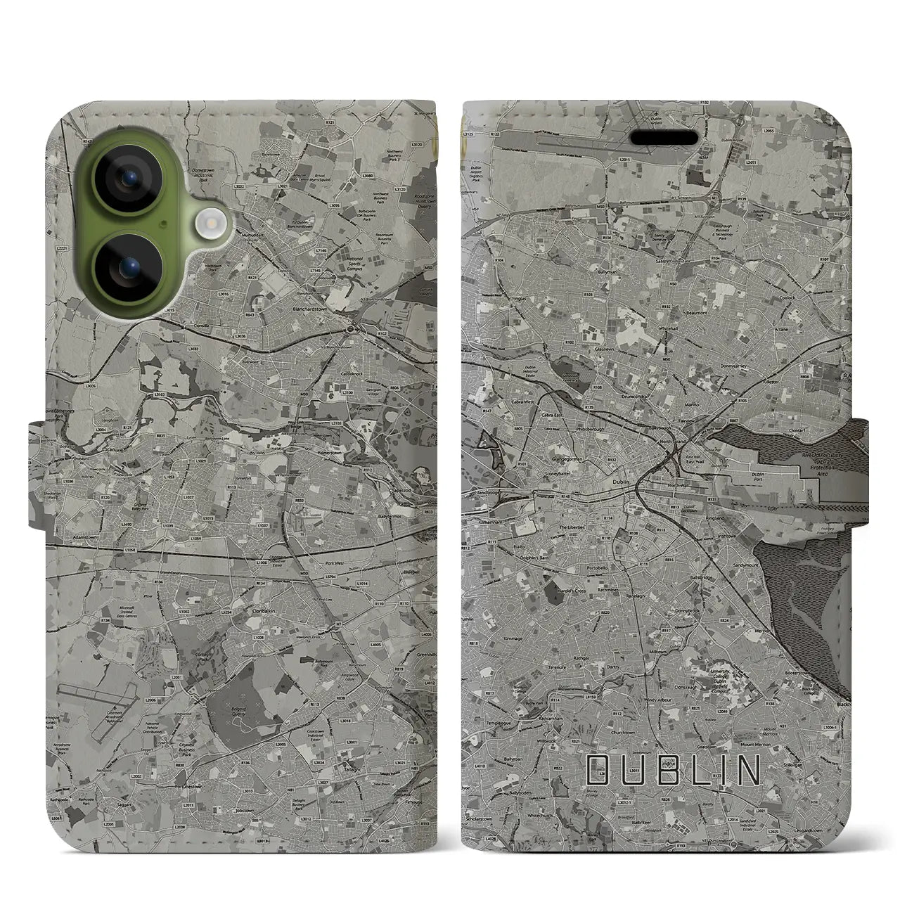 【ダブリン(アイルランド)】地図柄iPhoneケース(手帳タイプ)