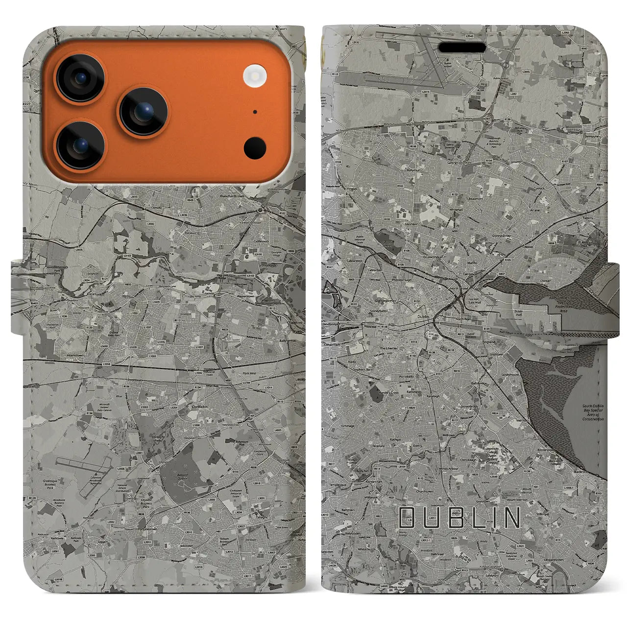 【ダブリン(アイルランド)】地図柄iPhoneケース(手帳タイプ)