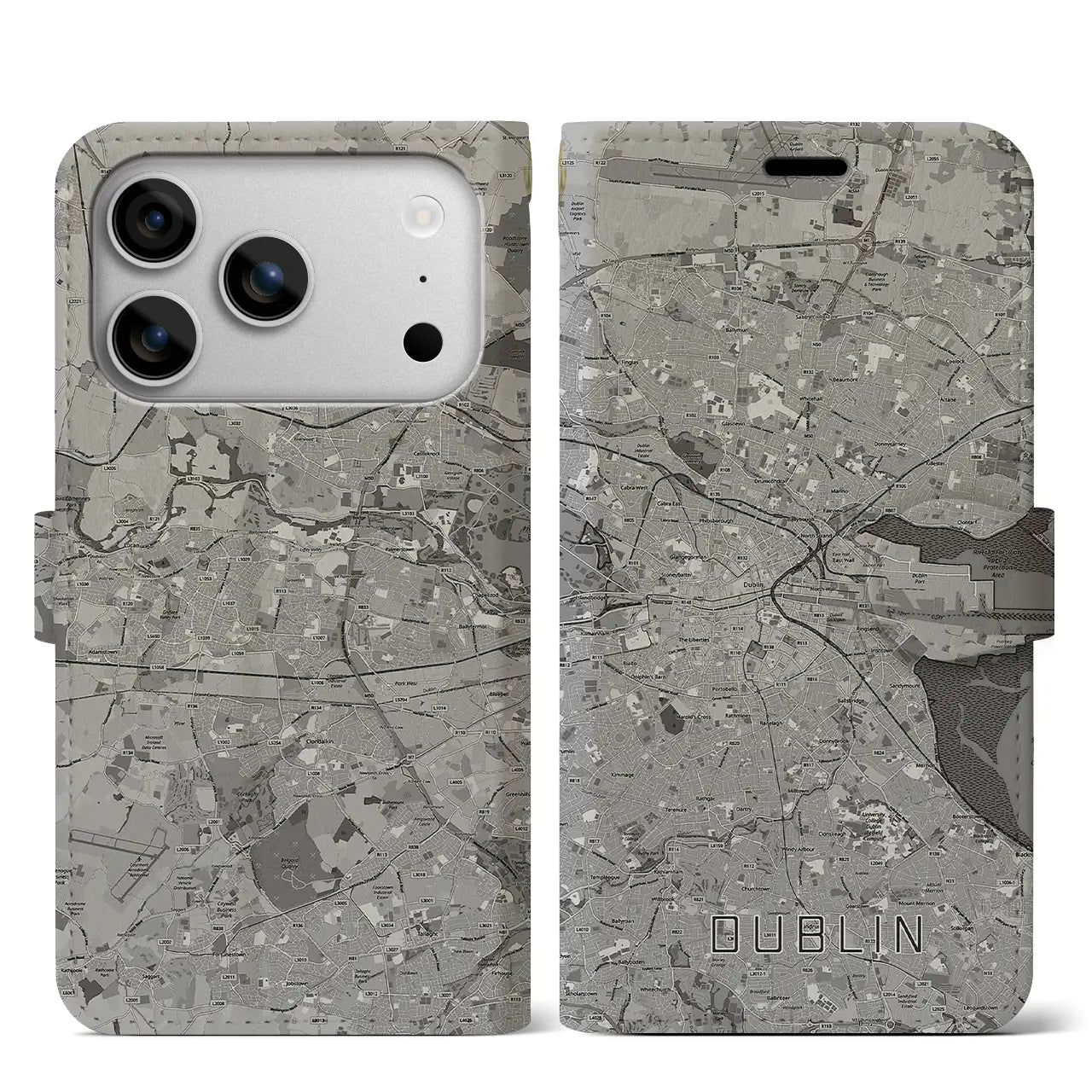 【ダブリン(アイルランド)】地図柄iPhoneケース(手帳タイプ)