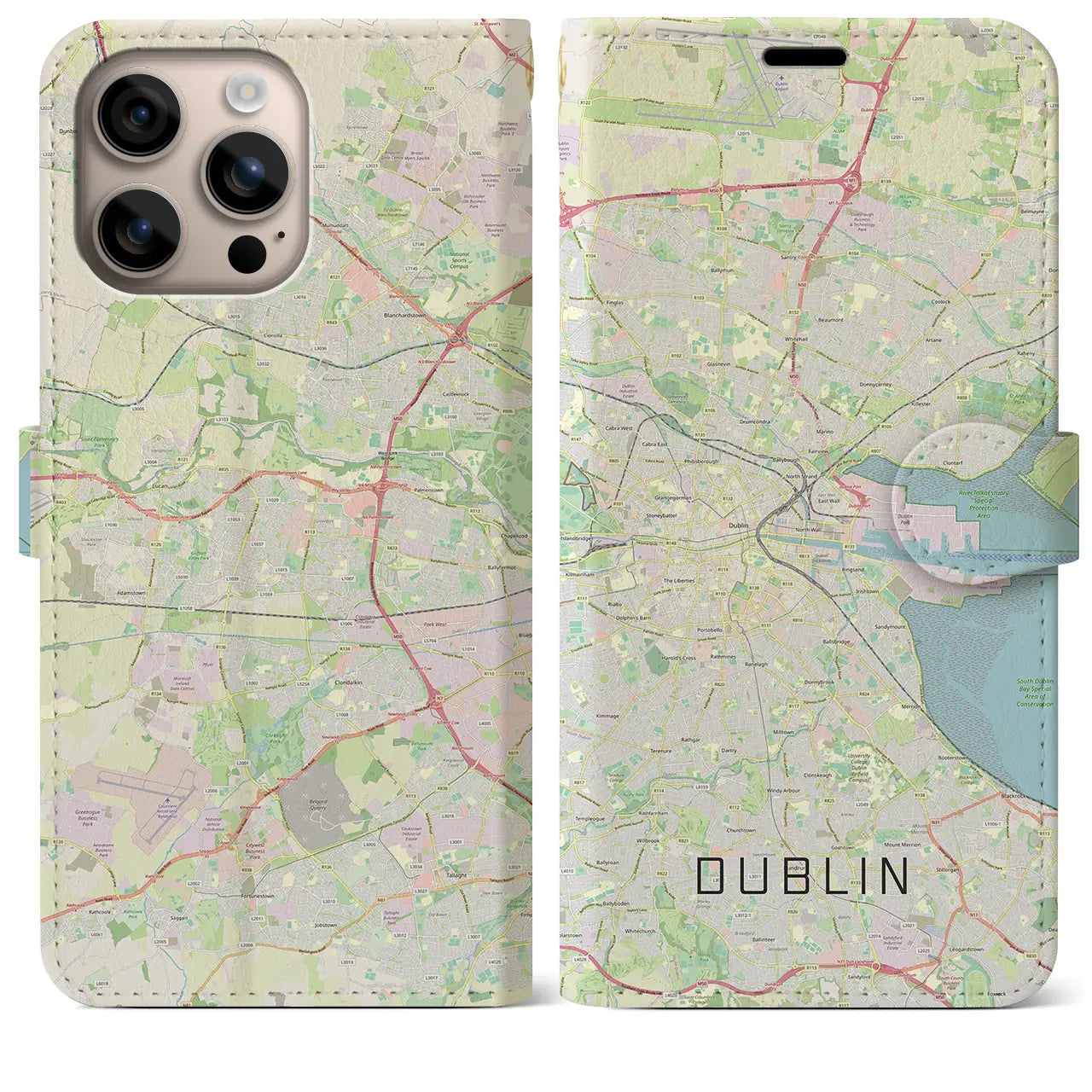 【ダブリン(アイルランド)】地図柄iPhoneケース(手帳タイプ)