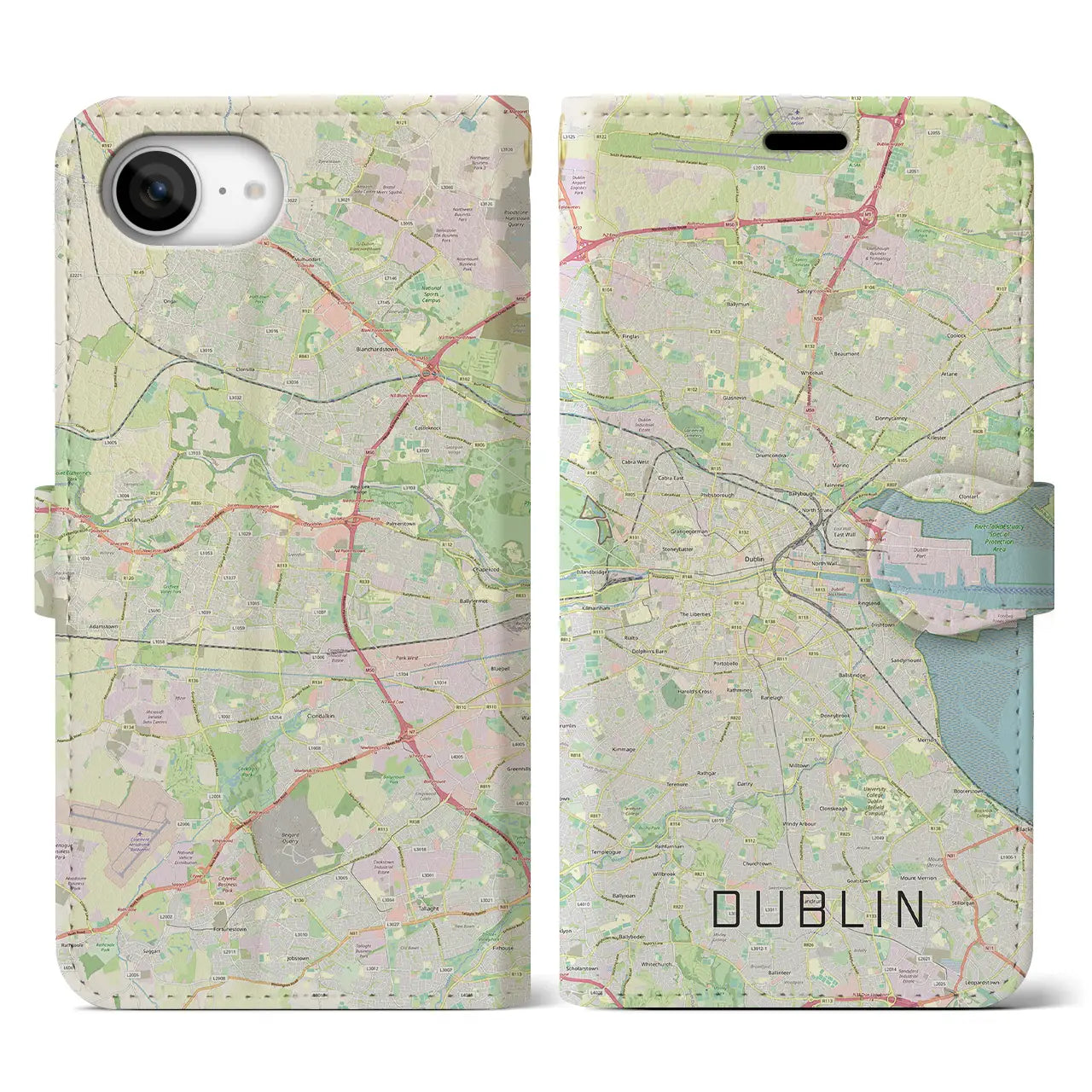 【ダブリン(アイルランド)】地図柄iPhoneケース(手帳タイプ)