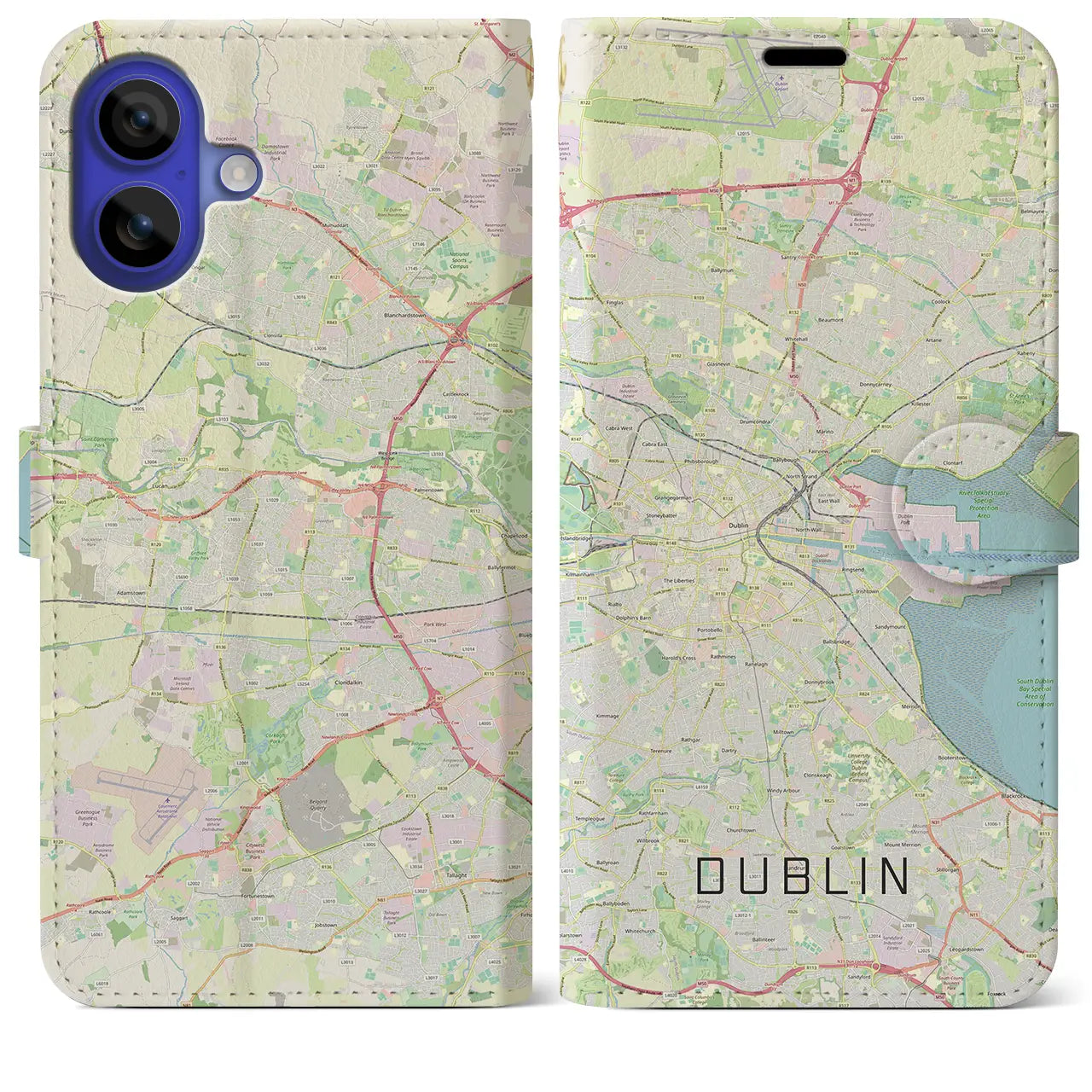 【ダブリン(アイルランド)】地図柄iPhoneケース(手帳タイプ)