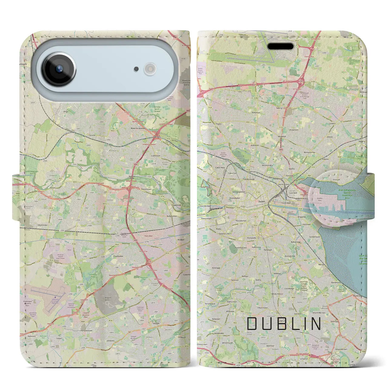 【ダブリン(アイルランド)】地図柄iPhoneケース(手帳タイプ)モノトーン・iPhone 17 Pro Max 用