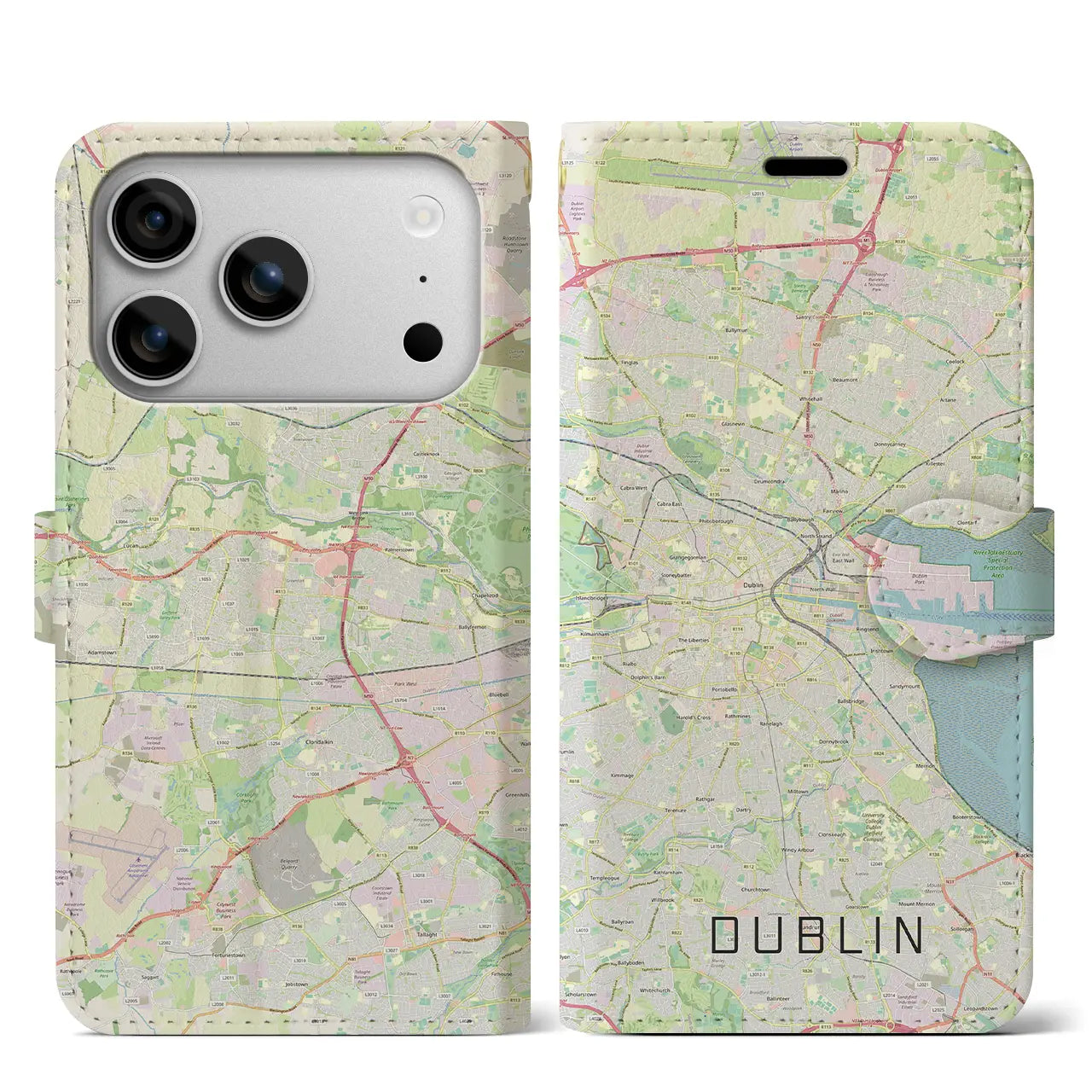 【ダブリン(アイルランド)】地図柄iPhoneケース(手帳タイプ)