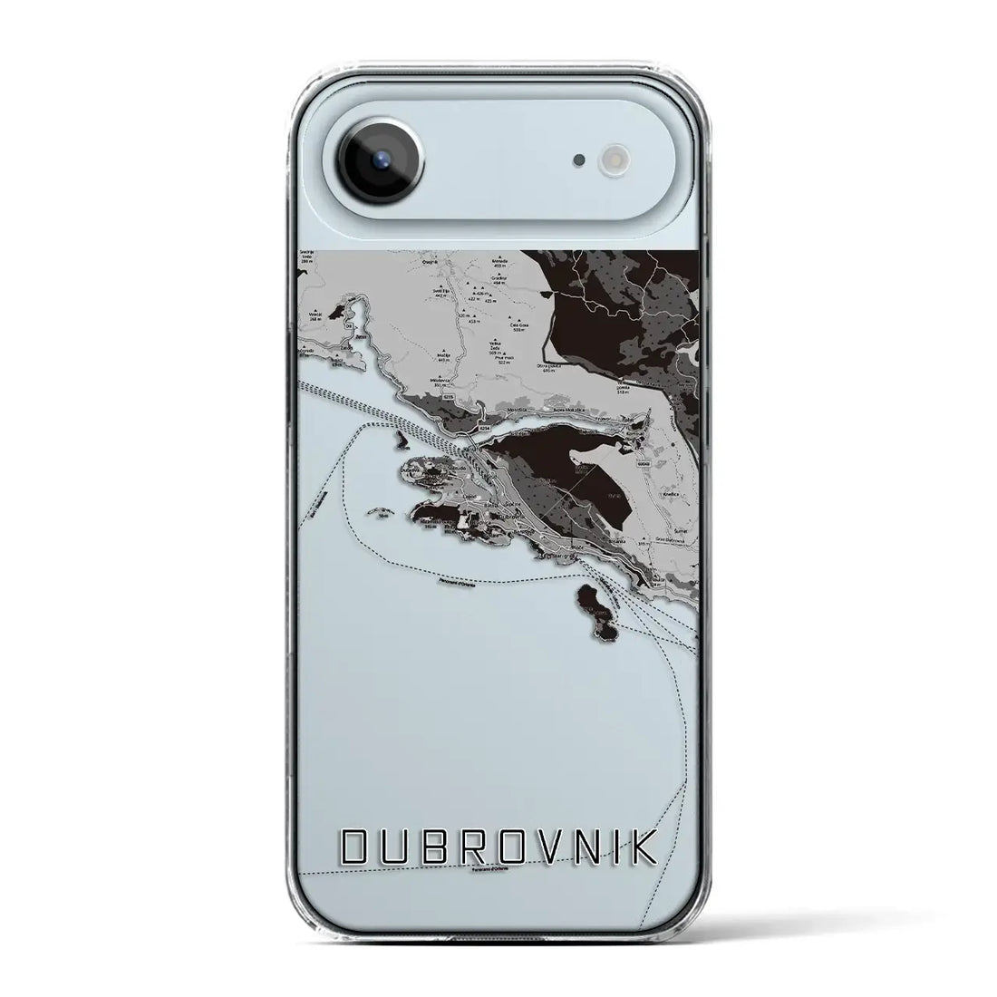 【ドゥブロヴニク(クロアチア)】地図柄iPhoneケース(クリアタイプ)モノトーン・iPhone 17 Pro Max 用
