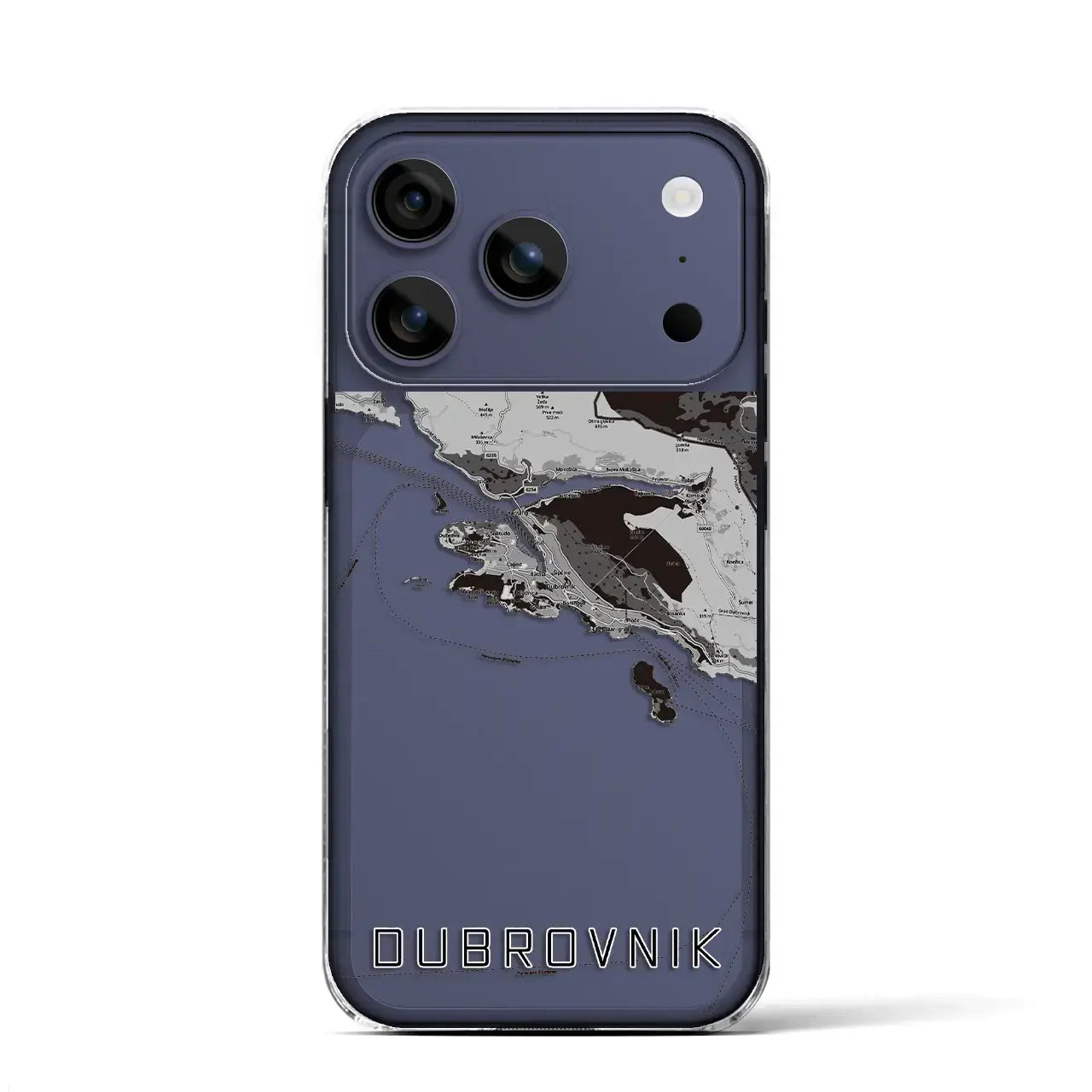 【ドゥブロヴニク(クロアチア)】地図柄iPhoneケース(クリアタイプ)モノトーン・iPhone 17 Pro Max 用