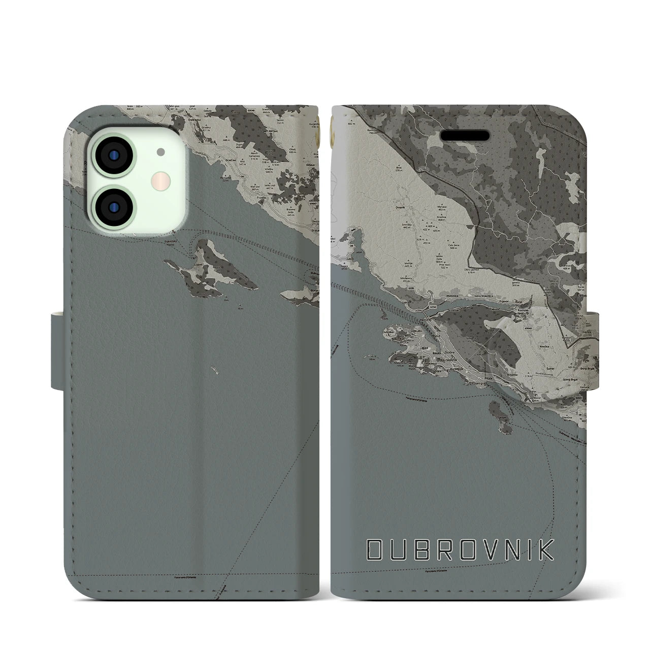 【ドゥブロヴニク(クロアチア)】地図柄iPhoneケース(手帳タイプ)