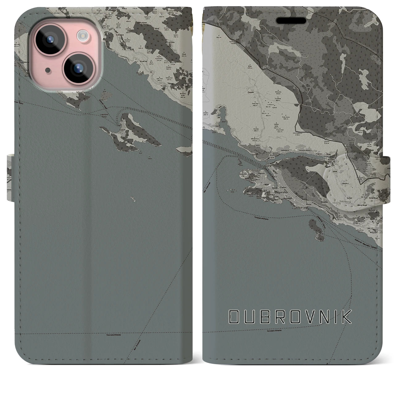 【ドゥブロヴニク(クロアチア)】地図柄iPhoneケース(手帳タイプ)