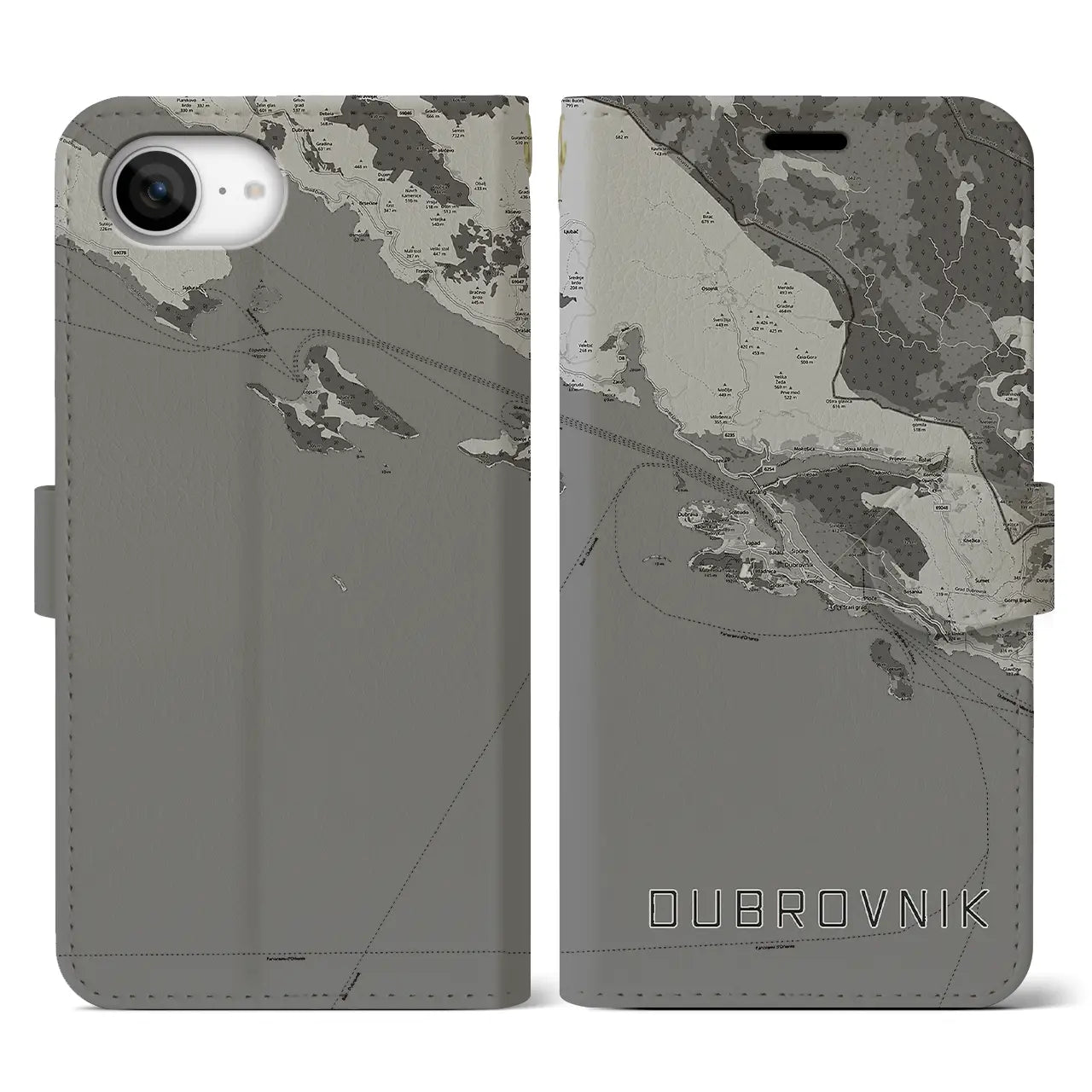 【ドゥブロヴニク(クロアチア)】地図柄iPhoneケース(手帳タイプ)