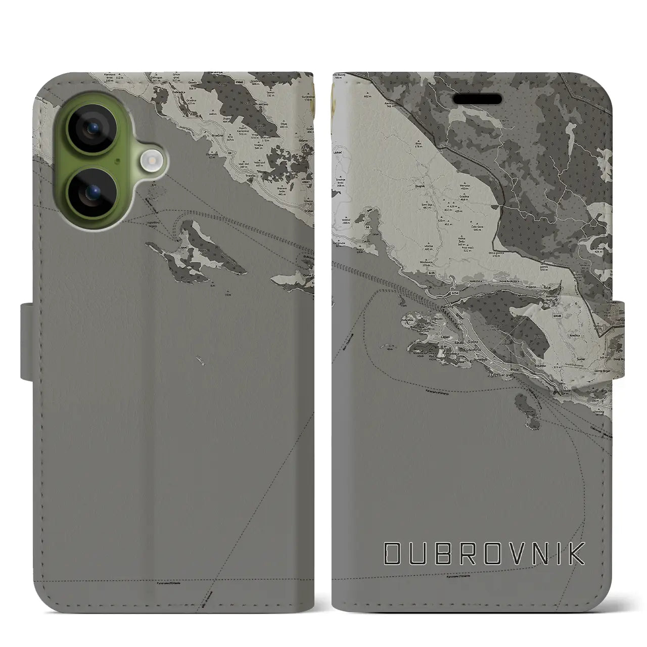 【ドゥブロヴニク(クロアチア)】地図柄iPhoneケース(手帳タイプ)