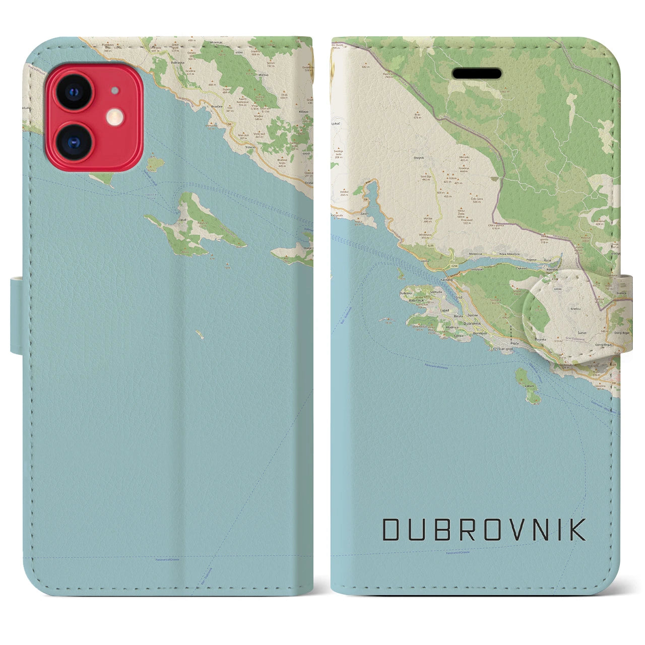 【ドゥブロヴニク(クロアチア)】地図柄iPhoneケース(手帳タイプ)ナチュラル・iPhone 11 用