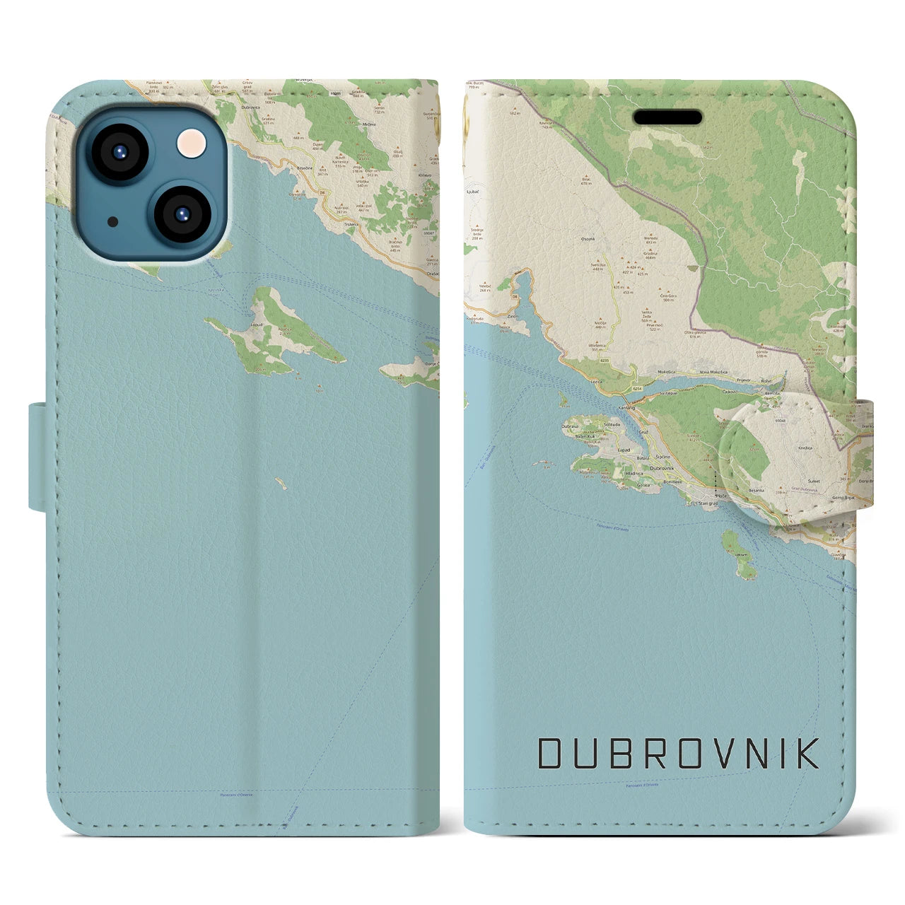 【ドゥブロヴニク(クロアチア)】地図柄iPhoneケース(手帳タイプ)ナチュラル・iPhone 13 用