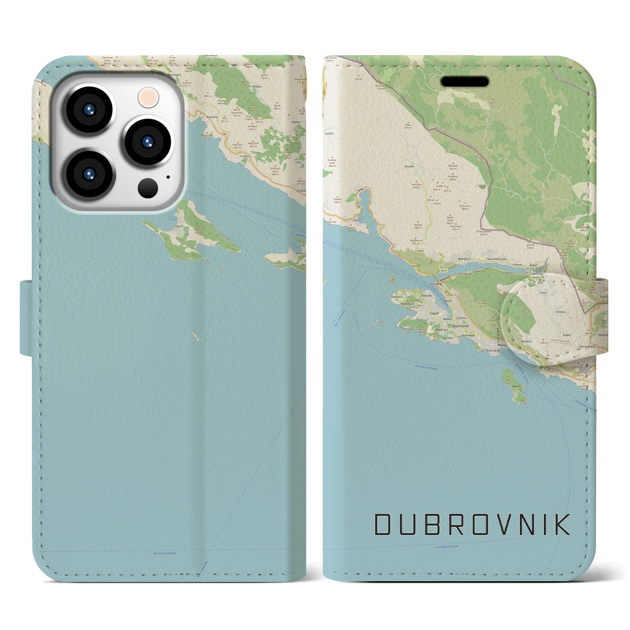【ドゥブロヴニク(クロアチア)】地図柄iPhoneケース(手帳タイプ)