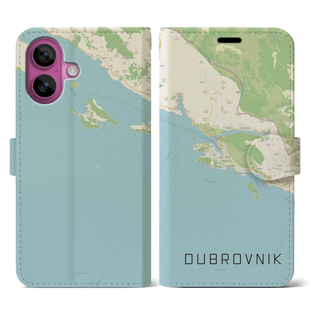 【ドゥブロヴニク(クロアチア)】地図柄iPhoneケース(手帳タイプ)ナチュラル・iPhone 16 Pro 用