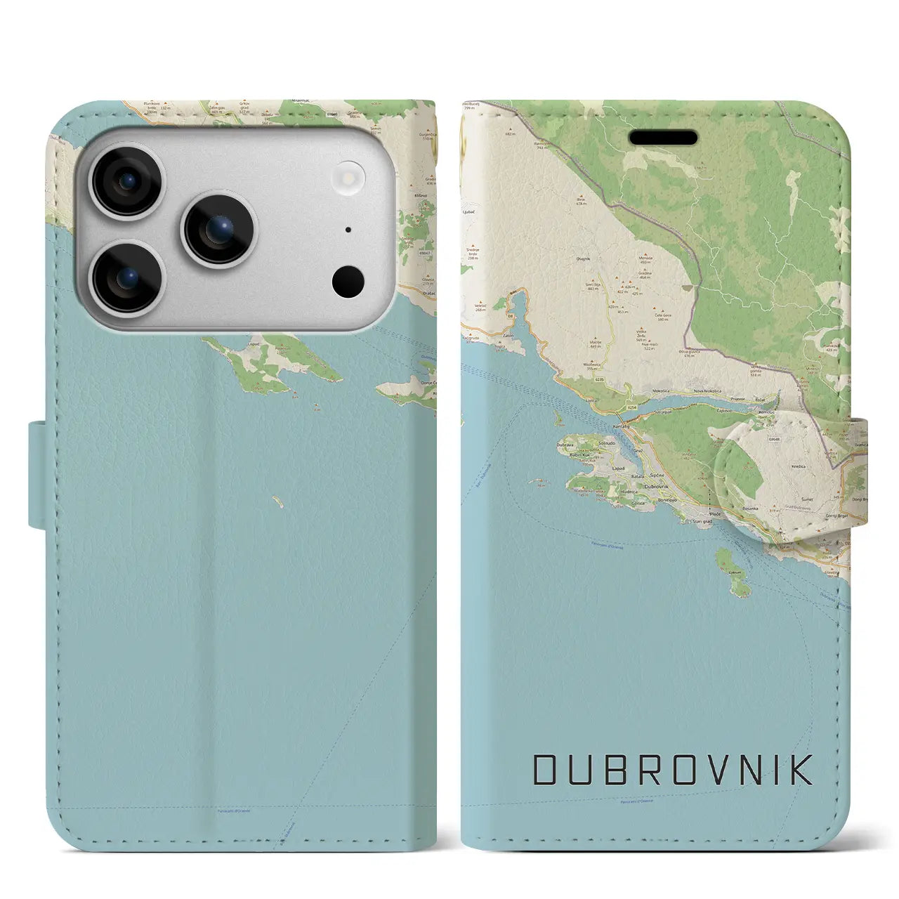 【ドゥブロヴニク(クロアチア)】地図柄iPhoneケース(手帳タイプ)