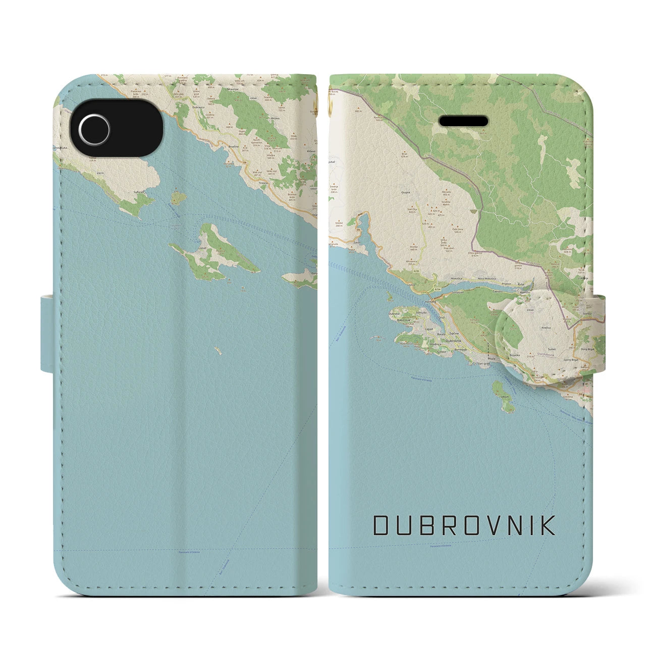【ドゥブロヴニク(クロアチア)】地図柄iPhoneケース(手帳タイプ)